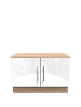 Product photograph of Swift Montreal Ready Assembled 2 Door Tv And Media Unit - Oak White Gloss from very.co.uk