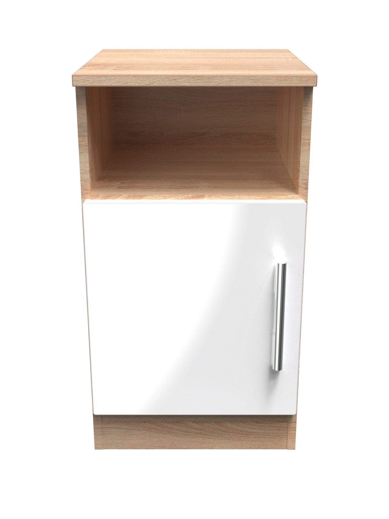 Product photograph of Swift Montreal Ready Assembled 1 Door Cabinet - Oak Effect White Gloss from very.co.uk