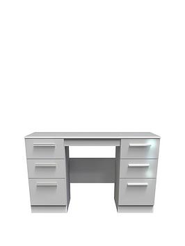 Product photograph of Swift Montreal Ready Assembled Double Pedestal Desk - White Grey Gloss from very.co.uk