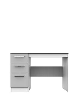 Product photograph of Swift Montreal Ready Assembled Desk - White Grey Gloss from very.co.uk