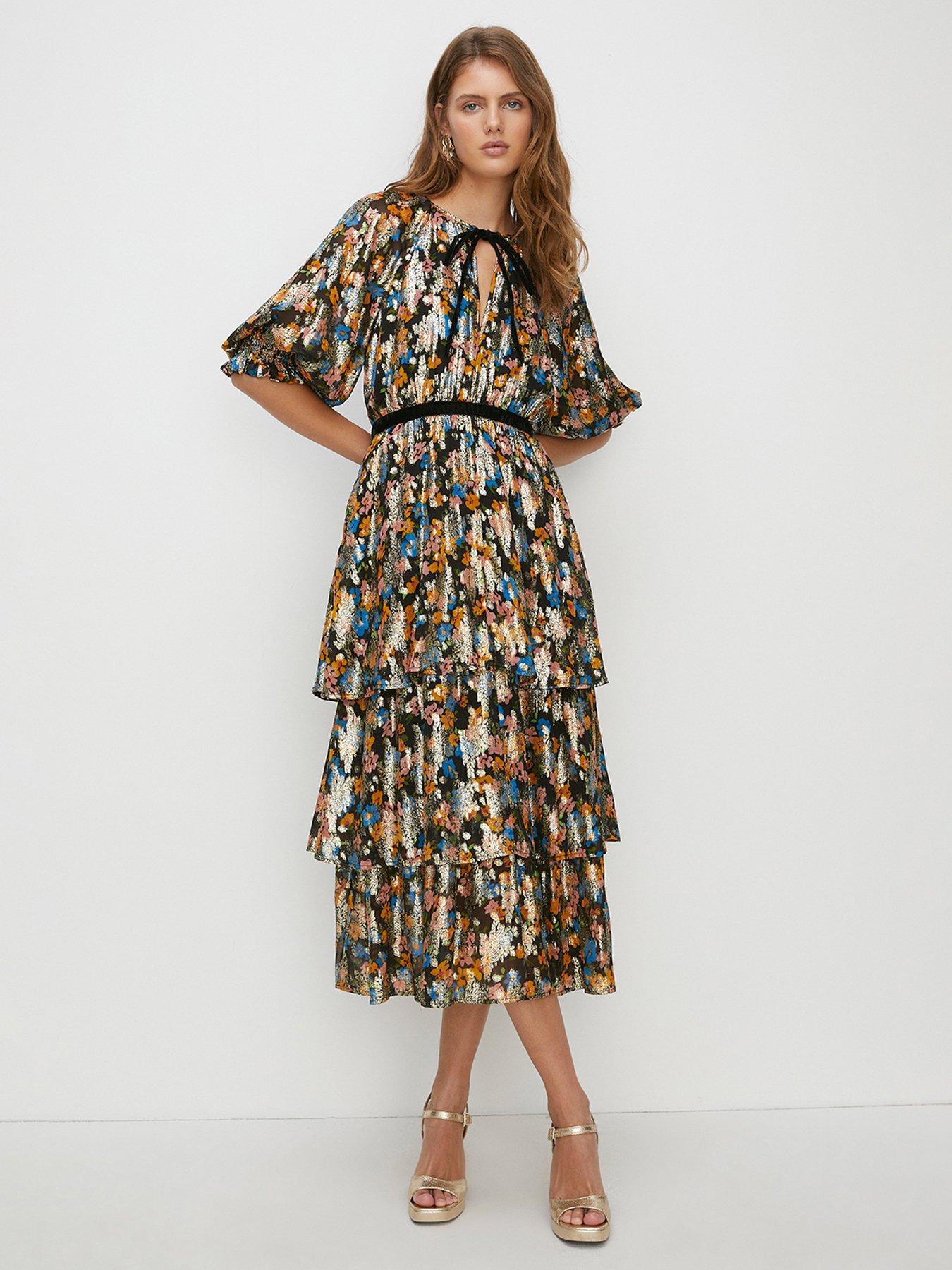 Oasis tiered hotsell midi dress