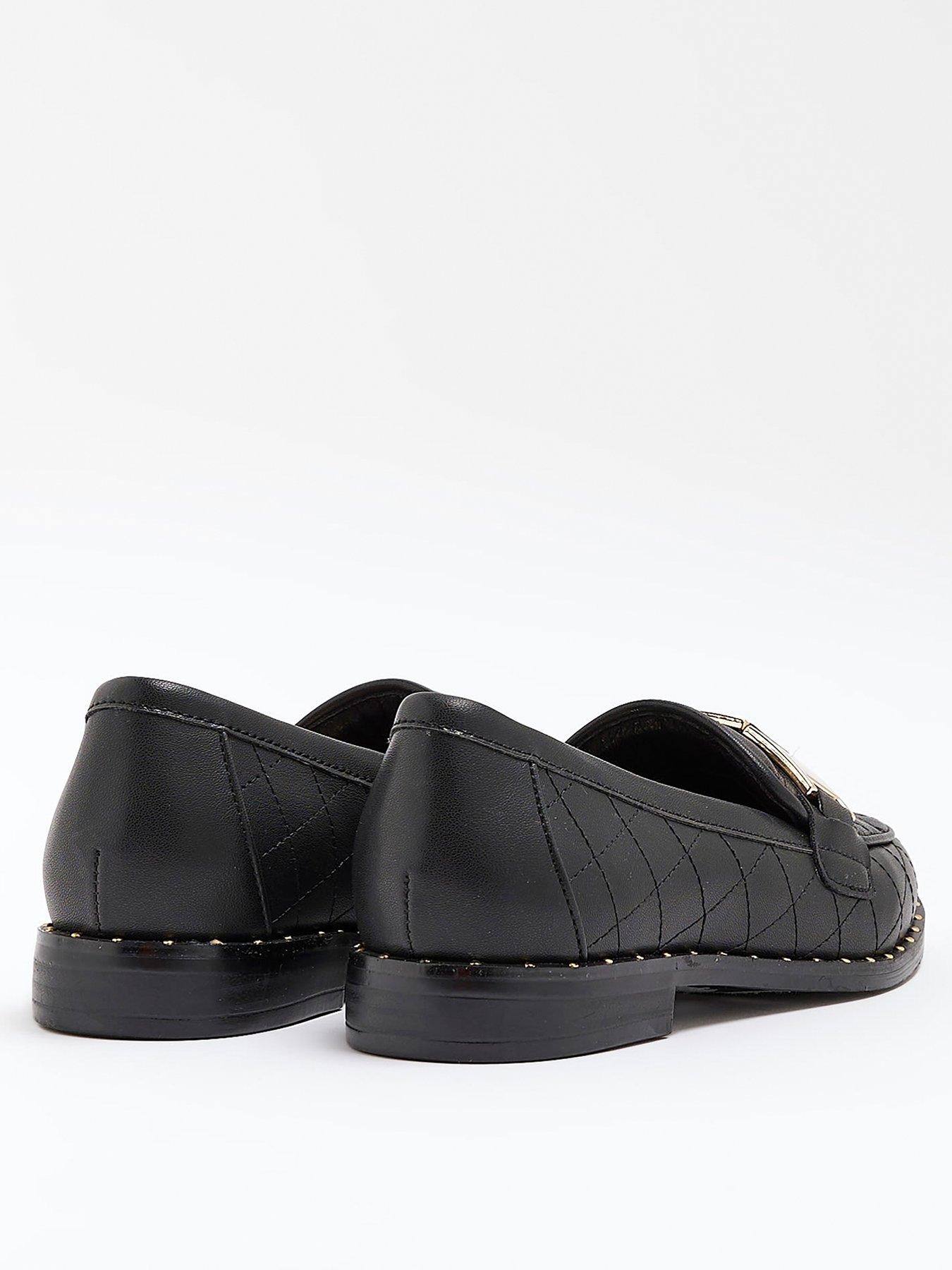 River Island Girls Quilted School Shoes-Black 