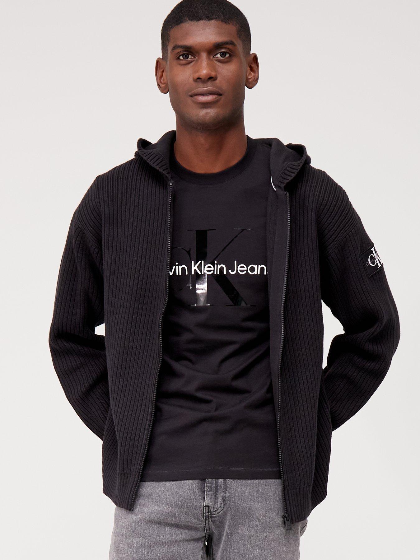 Calvin Klein Jeans Monogram Badge Zip-Through Hoodie - Black | very.co.uk