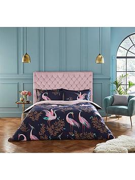 Product photograph of Sara Miller Dancing Cranes 100 Cotton Duvet Cover Set from very.co.uk