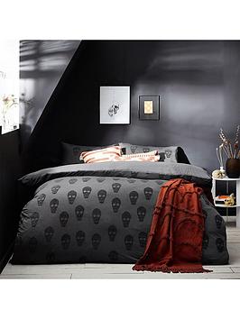 Product photograph of Furn Tufted Skulls Duvet Cover Set - Charcoal from very.co.uk