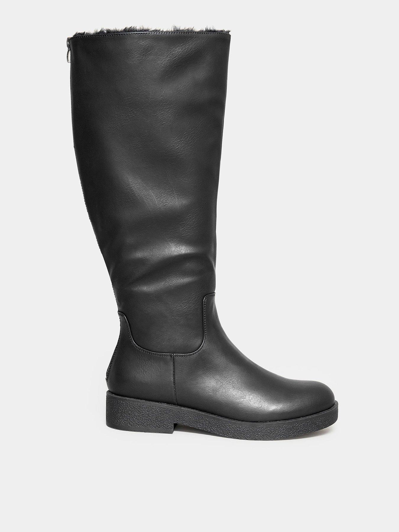 Yours Wide Fit Fur Lined Calf Boot Black Very