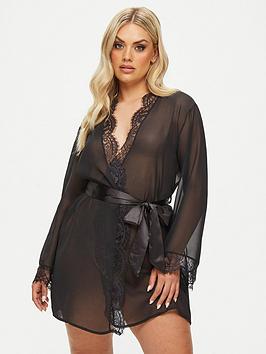 ann summers nightwear & loungewear the intrigue robe - black