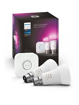 Product photograph of Philips Hue Hue White Amp Colour Ambiance Smart Bulb 2 Pack B22 Starter Kit from very.co.uk