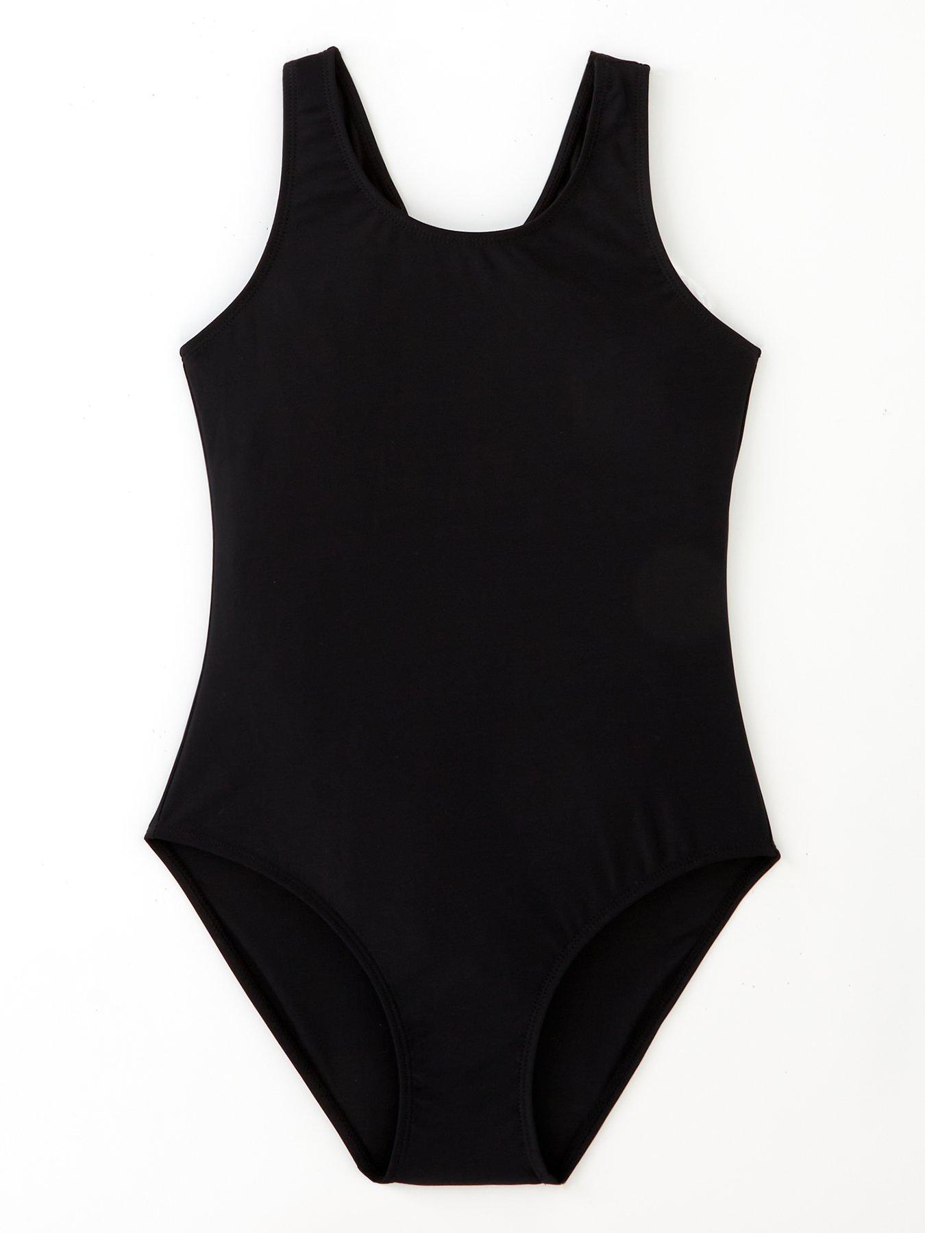 Everyday Girls Racer Back Swimsuit - Black | very.co.uk