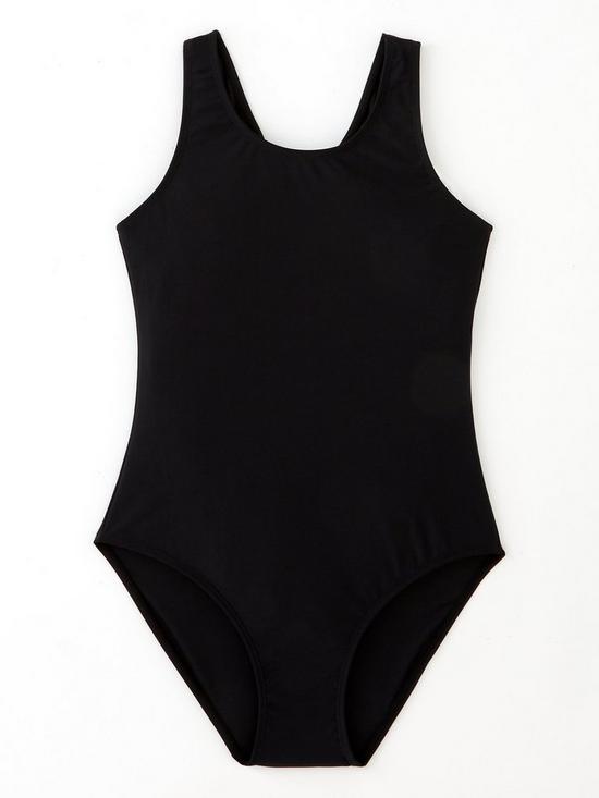stillFront image of everyday-girls-racer-back-swimsuit-black