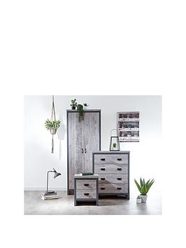 Product photograph of Gfw Boston 3 Piece Package - 2 Door Wardrobe 4 Drawer Chest Bedside Chest - Grey from very.co.uk