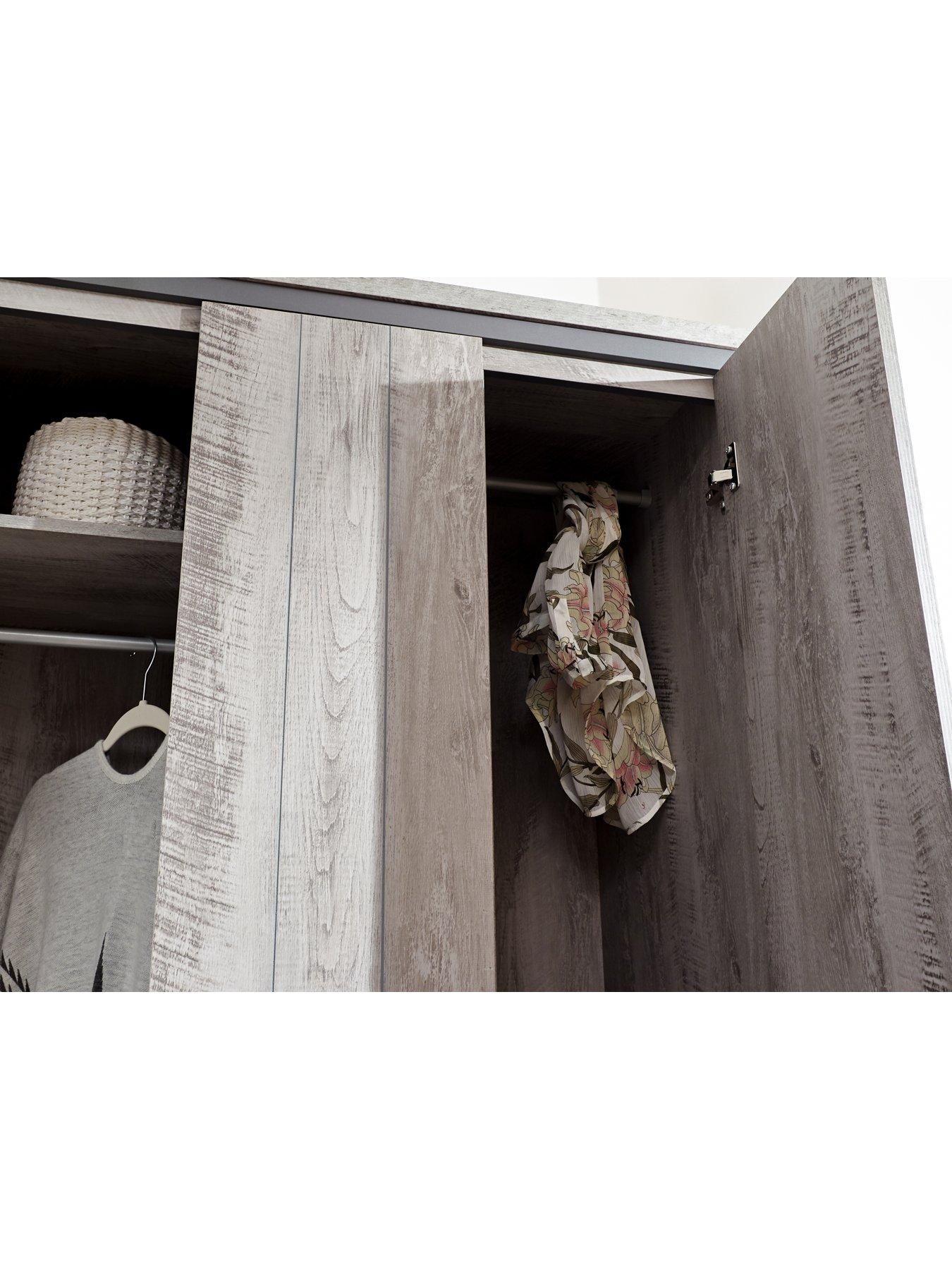 Image 4 of 5 of GFW Boston 4 Piece Package - 3 Door Wardrobe, 4 Drawer Chest, 2 Bedside Chests - grey