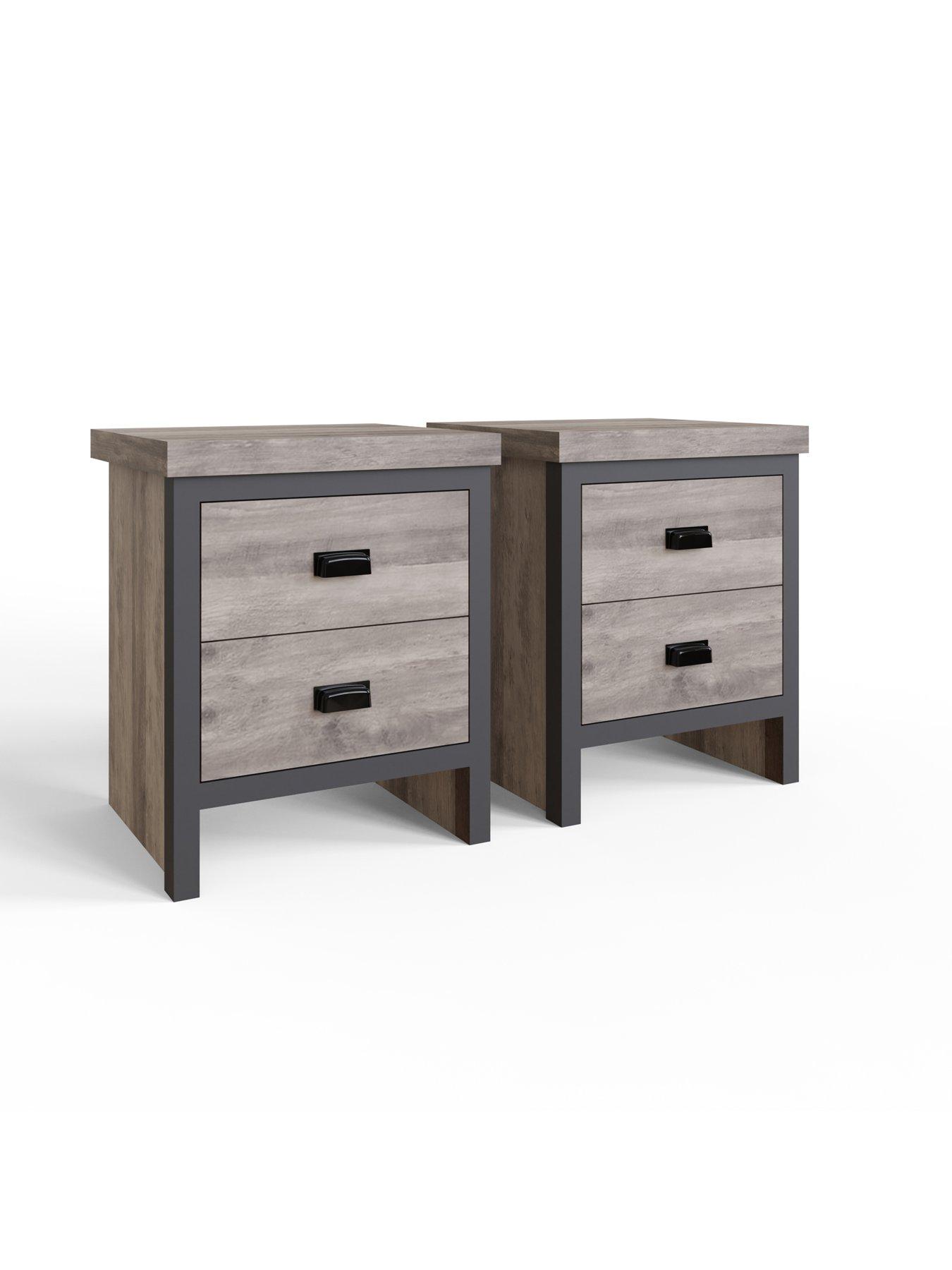 Image 5 of 8 of GFW Boston 4 Piece Package - 3 Door Wardrobe, 4 Drawer Chest, 2 Bedside Chests - grey