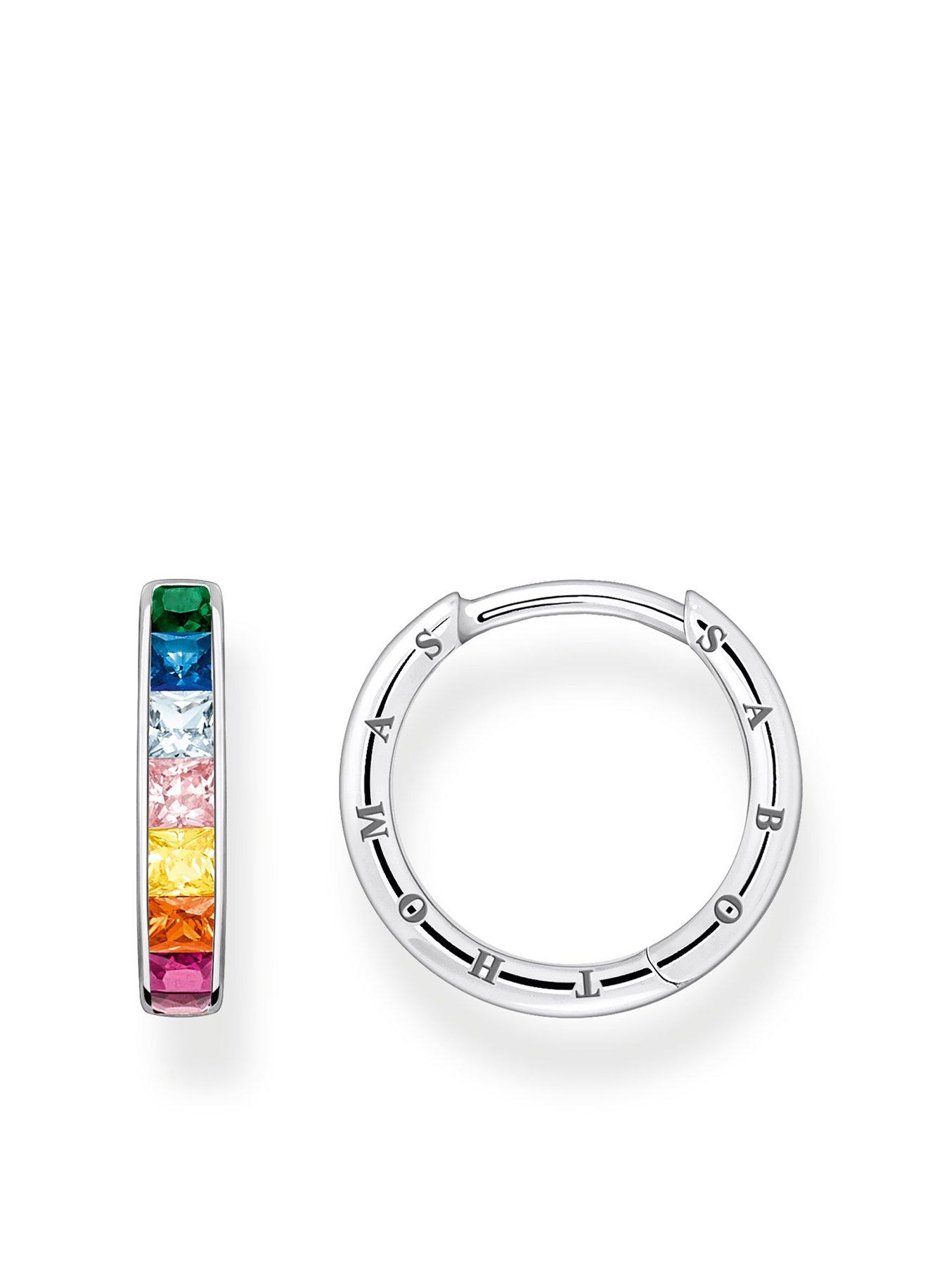 Product photograph of Thomas Sabo Pave Hoop Earrings With Colourful Stones from very.co.uk