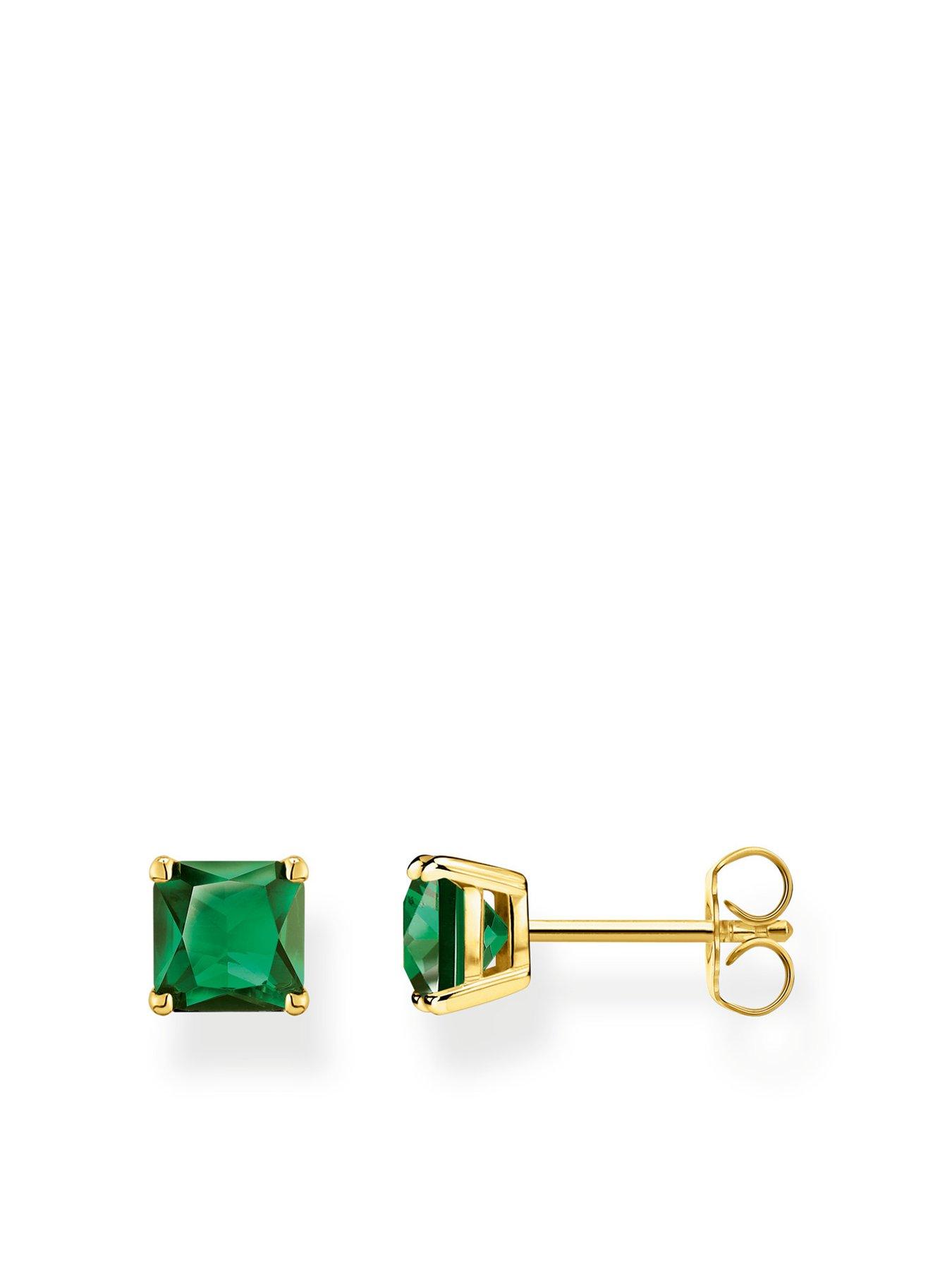 Product photograph of Thomas Sabo Ear Studs With Green Stones from very.co.uk