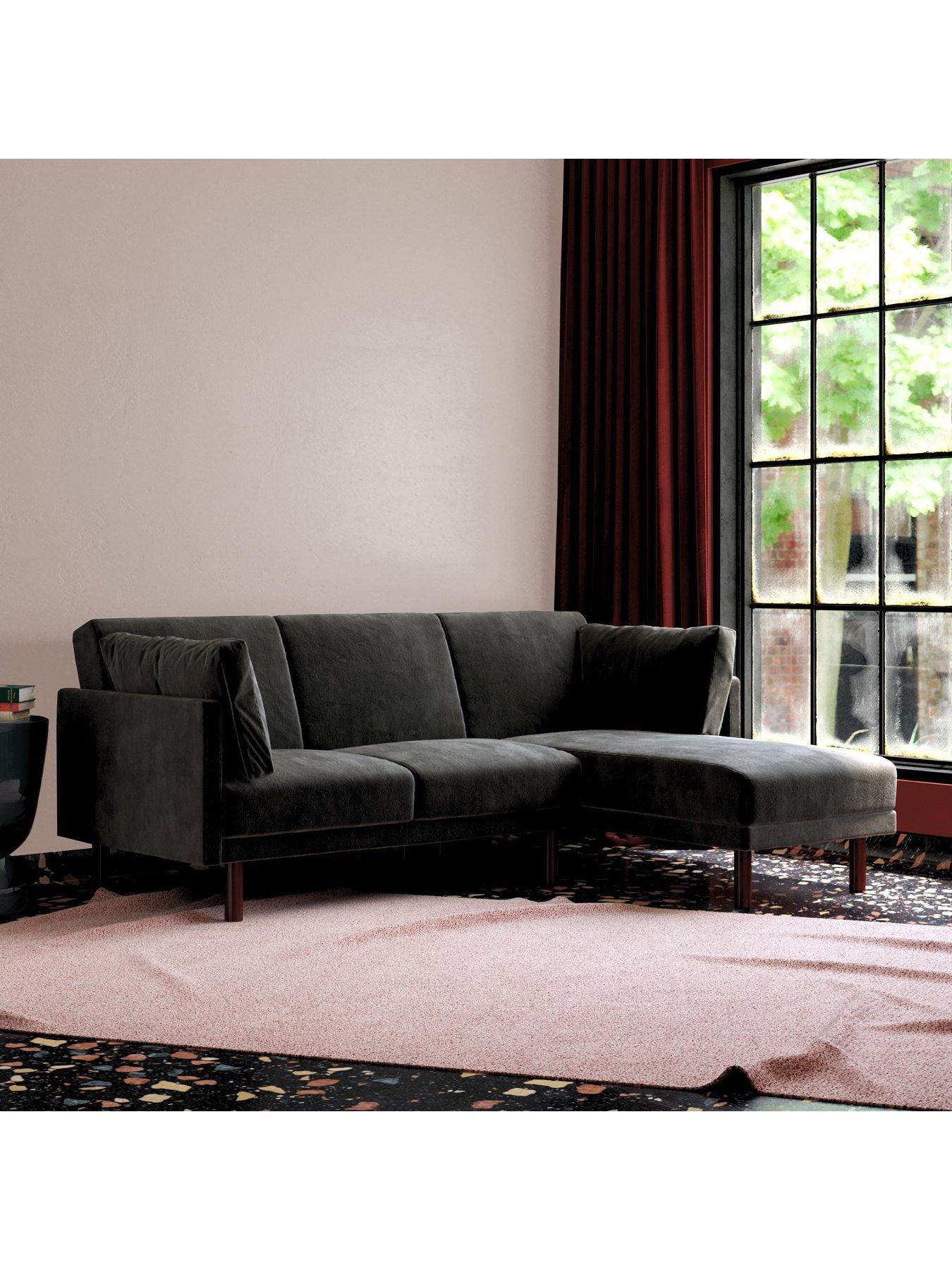 Black on sale velvet futon