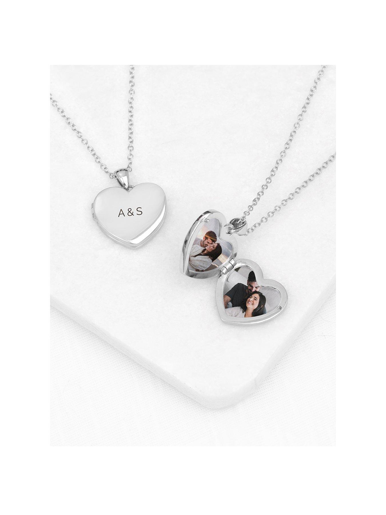 Product photograph of Treat Republic Personalised Heart Photo Locket - Silver from very.co.uk