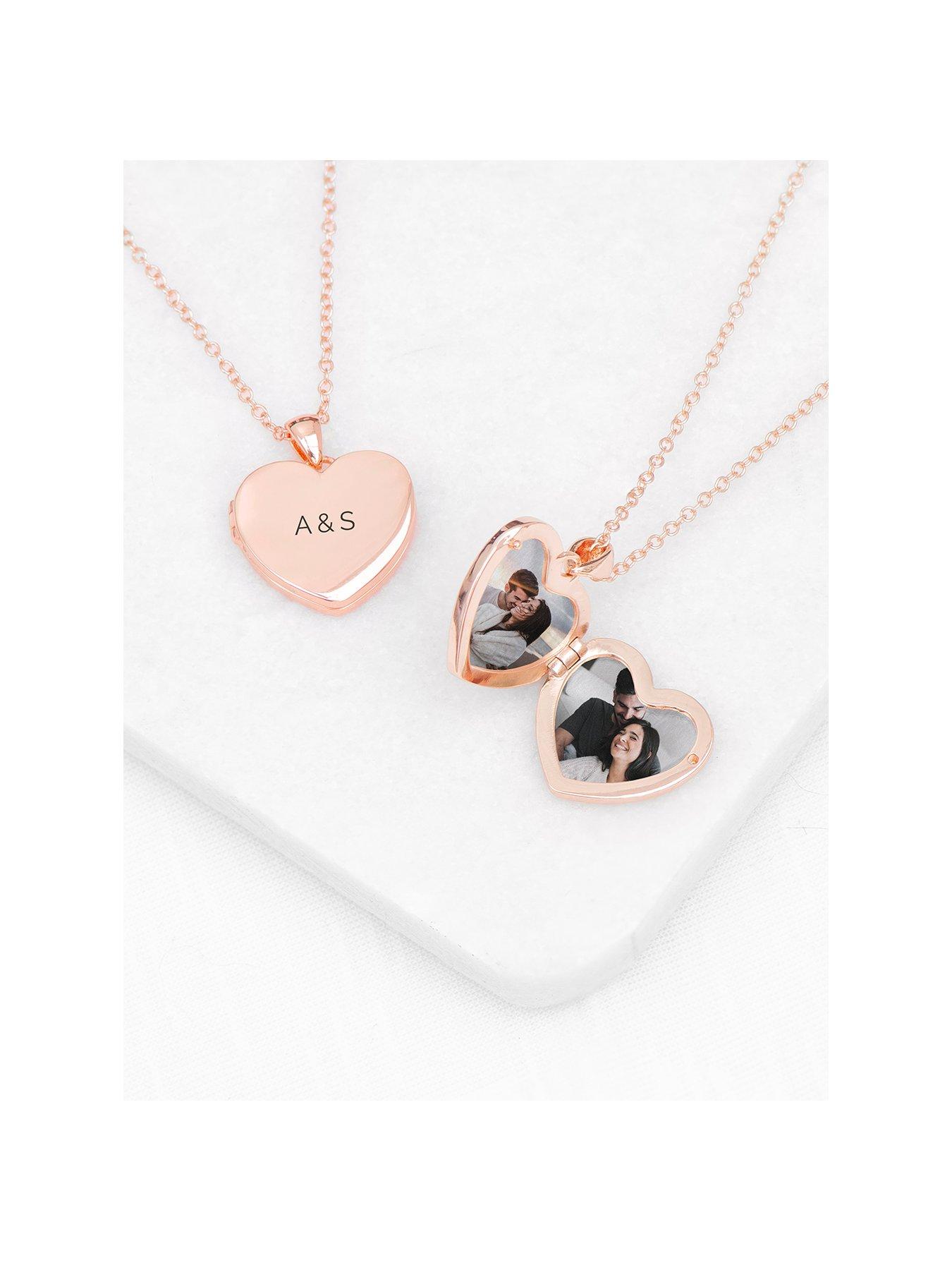 Product photograph of Treat Republic Personalised Heart Photo Locket - Rose Gold from very.co.uk