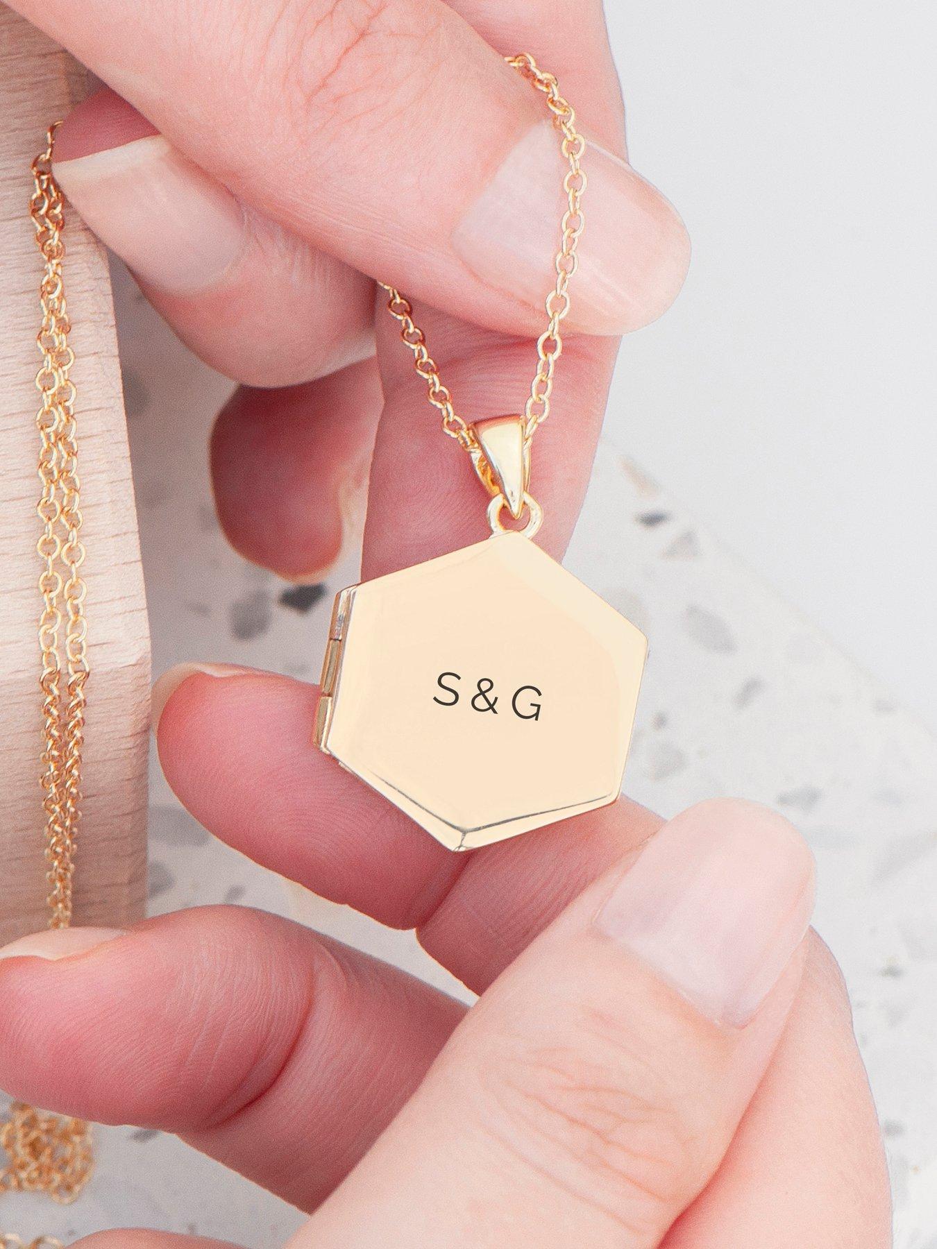 Image 2 of 5 of Treat Republic Personalised Hexagonal Photo Locket - Gold