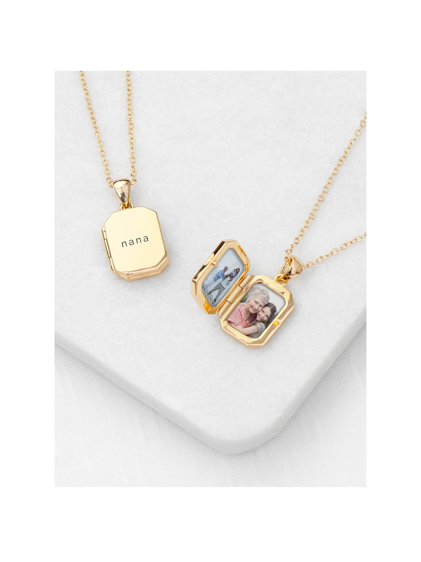 Product photograph of Treat Republic Personalised Rectangular Photo Locket - Gold from very.co.uk