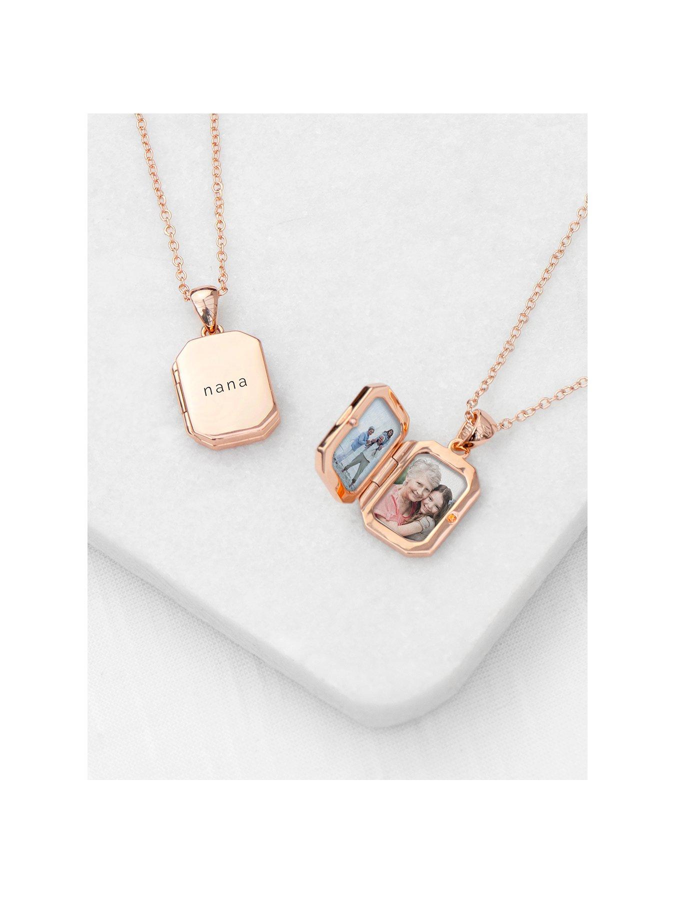Product photograph of Treat Republic Personalised Rectangular Photo Locket - Rose Gold from very.co.uk
