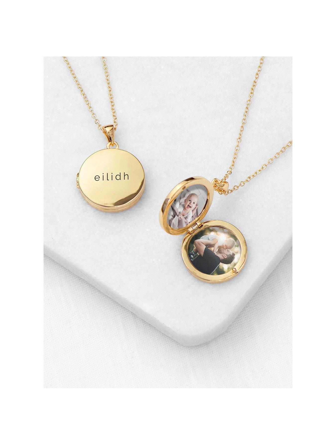 Treat Republic Personalised Round Photo Locket - Gold