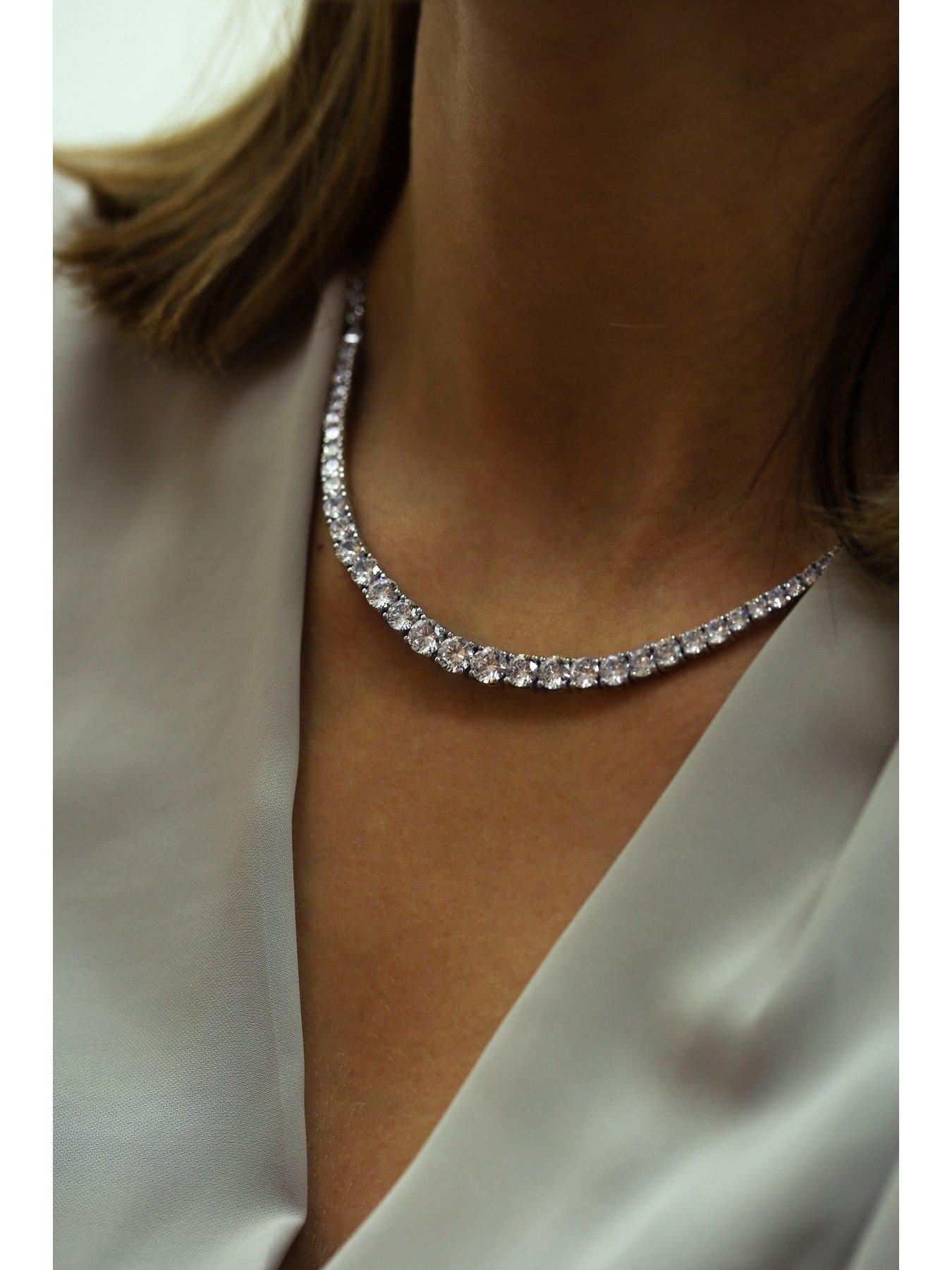 Sterling silver diamond tennis on sale necklace