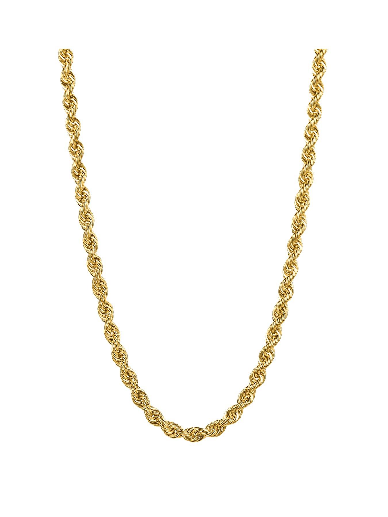 Product photograph of Love Gold 9ct Yellow Gold Sterling Silver Bonded Rope Chain from very.co.uk