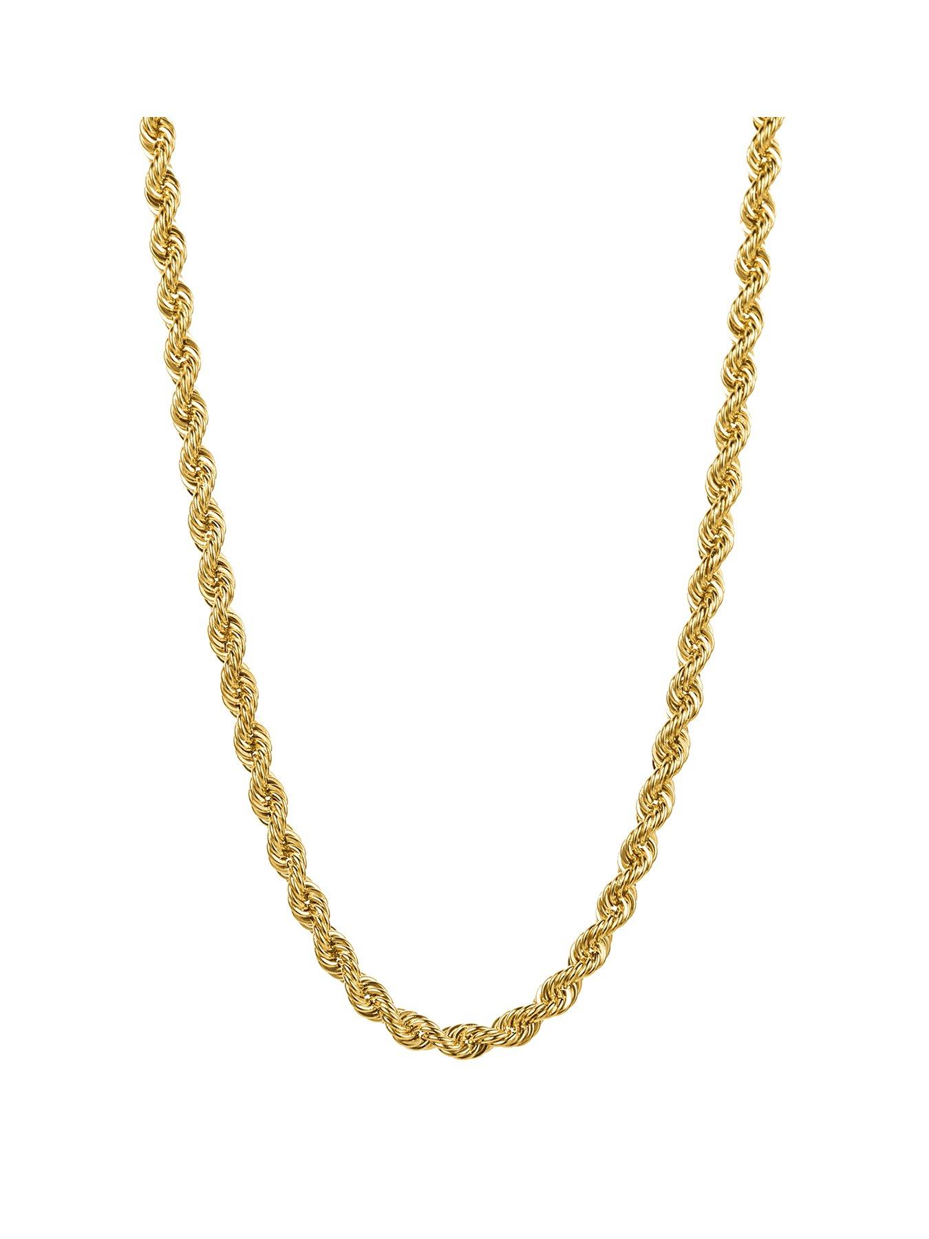 undefined 9ct Yellow Gold & Sterling Silver Bonded Rope Chain