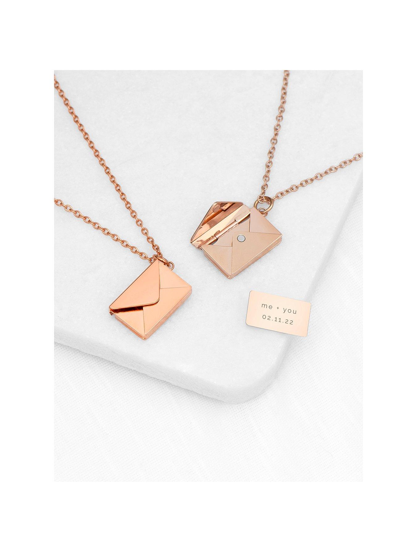 Treat Republic Personalised Secret Message Envelope Necklace - Rose Gold