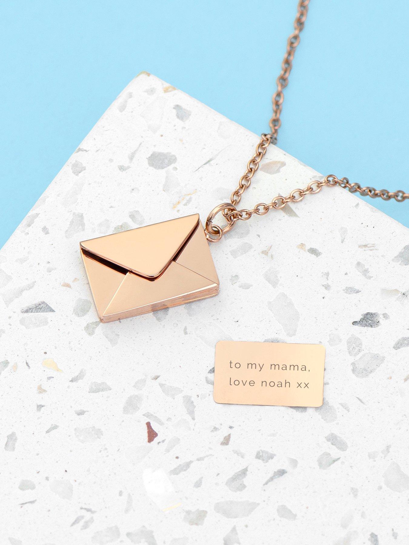 Image 3 of 5 of Treat Republic Personalised Secret Message Envelope Necklace - Rose Gold