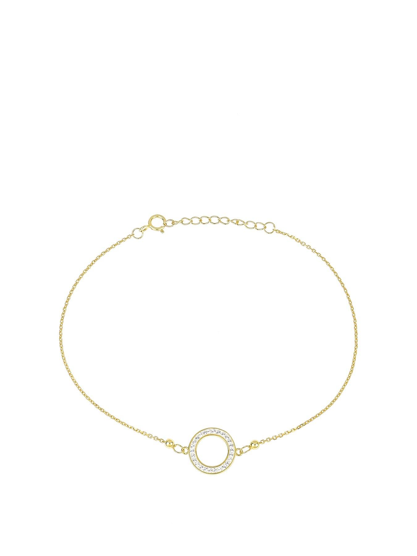 Product photograph of Evoke 9ct Gold Plated Sterling Silver Crystal Halo Bead Bracelet from very.co.uk