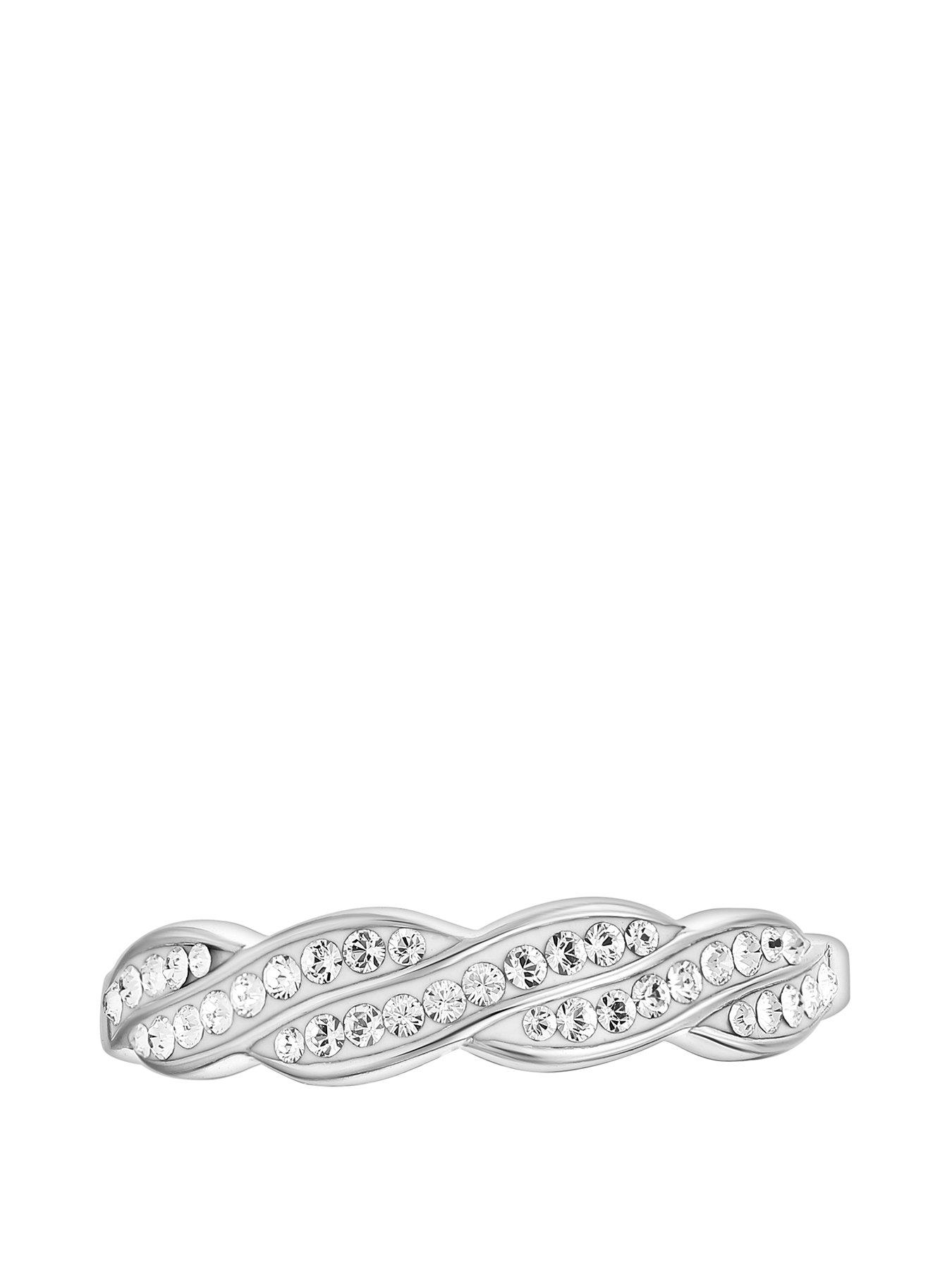 Evoke Sterling Silver Crystal Wave Ring very.co.uk