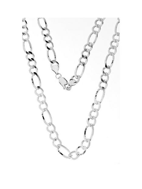 the-love-silver-collection-ladies-rhodium-plated-silver-figaro-chain-necklace