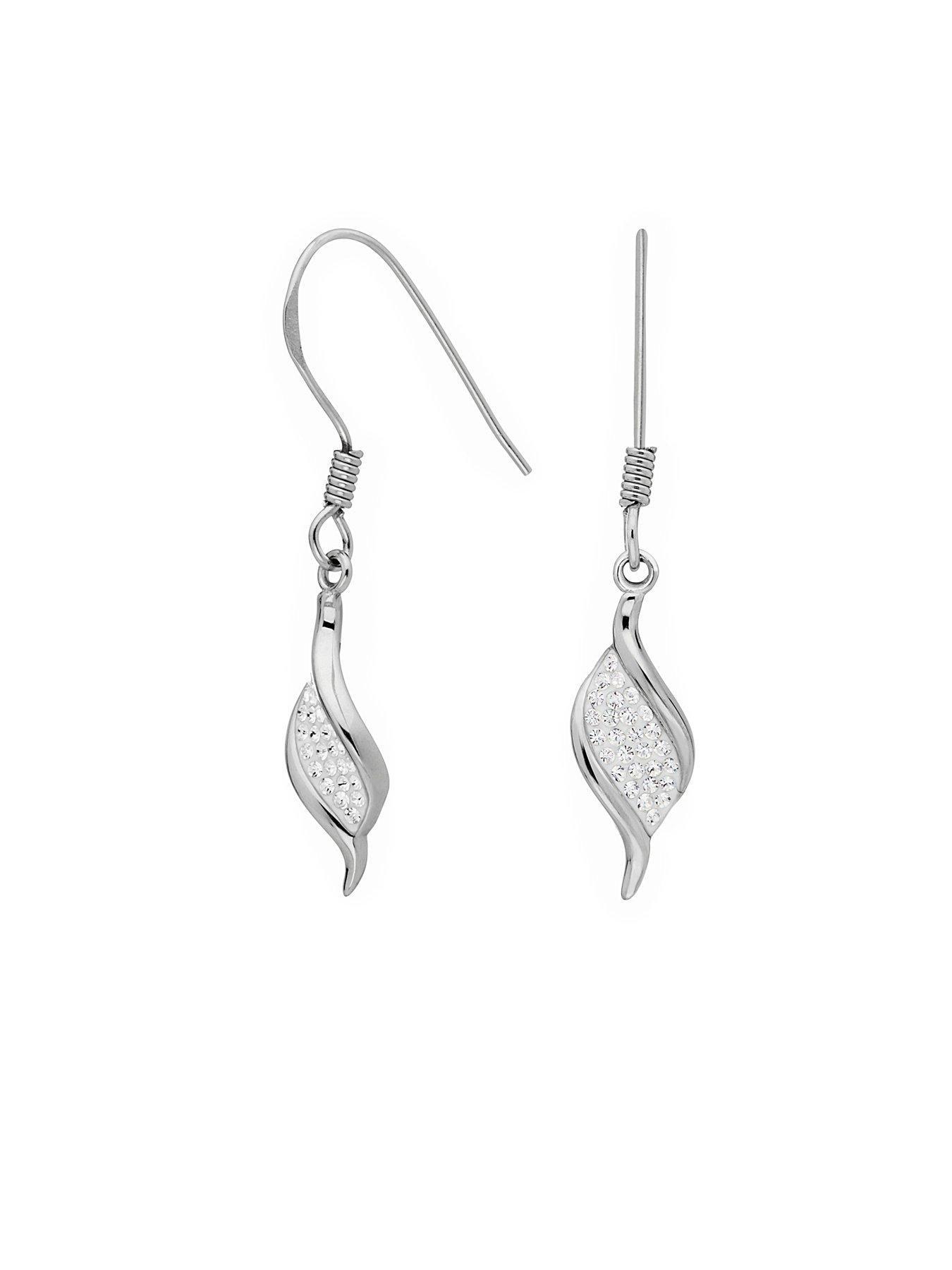 Evoke Sterling Silver Crystal Twist Earrings and Pendant Set