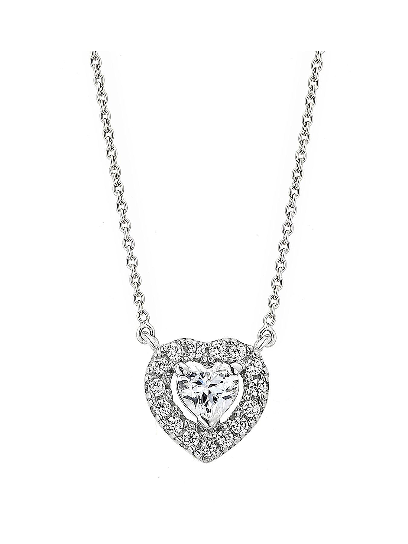Product photograph of Created Brilliance Tessa Created Brilliance 9ct White Gold 0 25ct Lab Grown Diamond Heart Pendant Necklace 18 Inches from very.co.uk