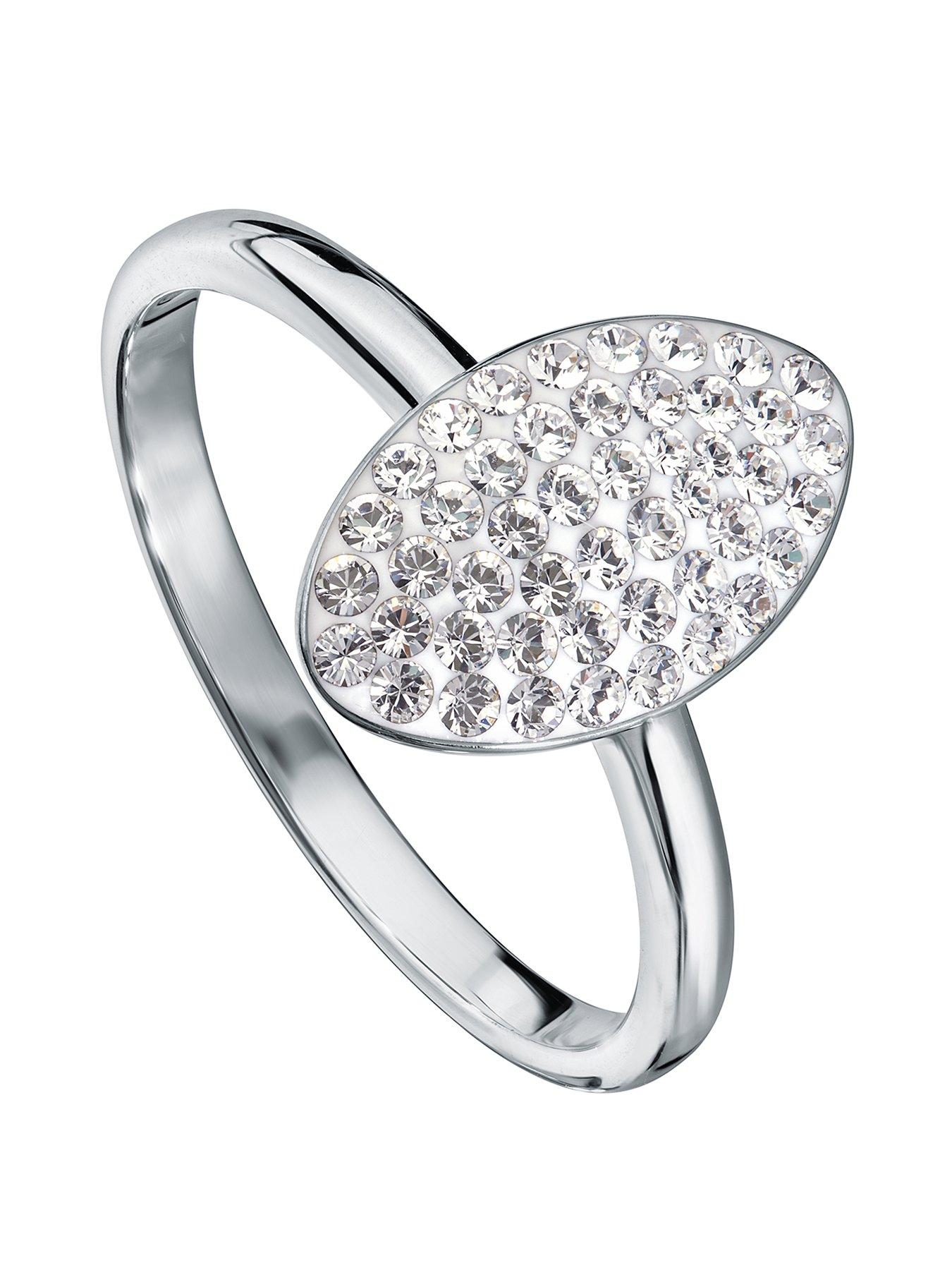 undefined Sterling Silver Crystal Oval Ring