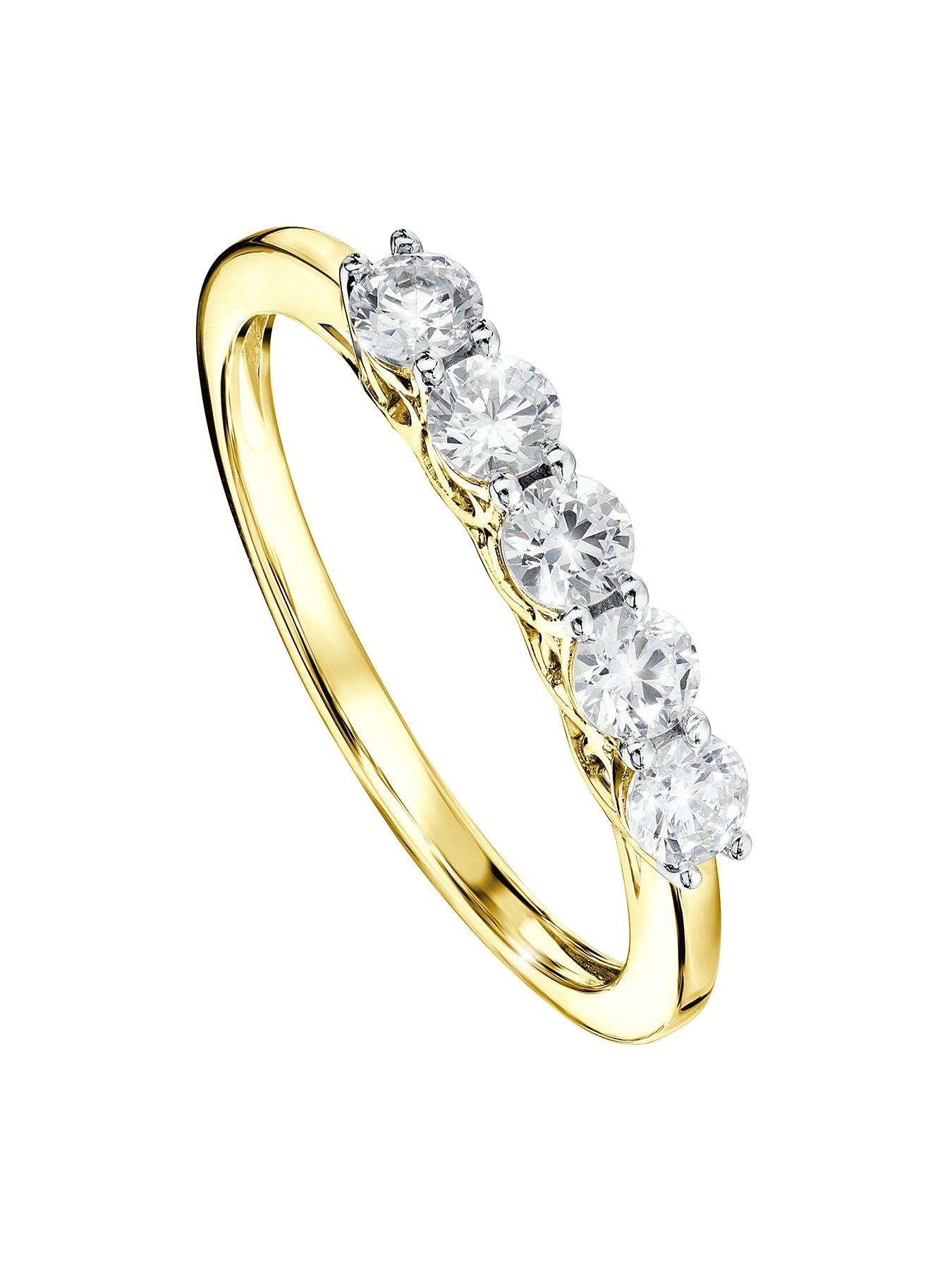 Product photograph of Created Brilliance Elsie Created Brilliance 9ct Yellow Gold 0 50ct Lab Grown Diamond 5 Stone Ring from very.co.uk