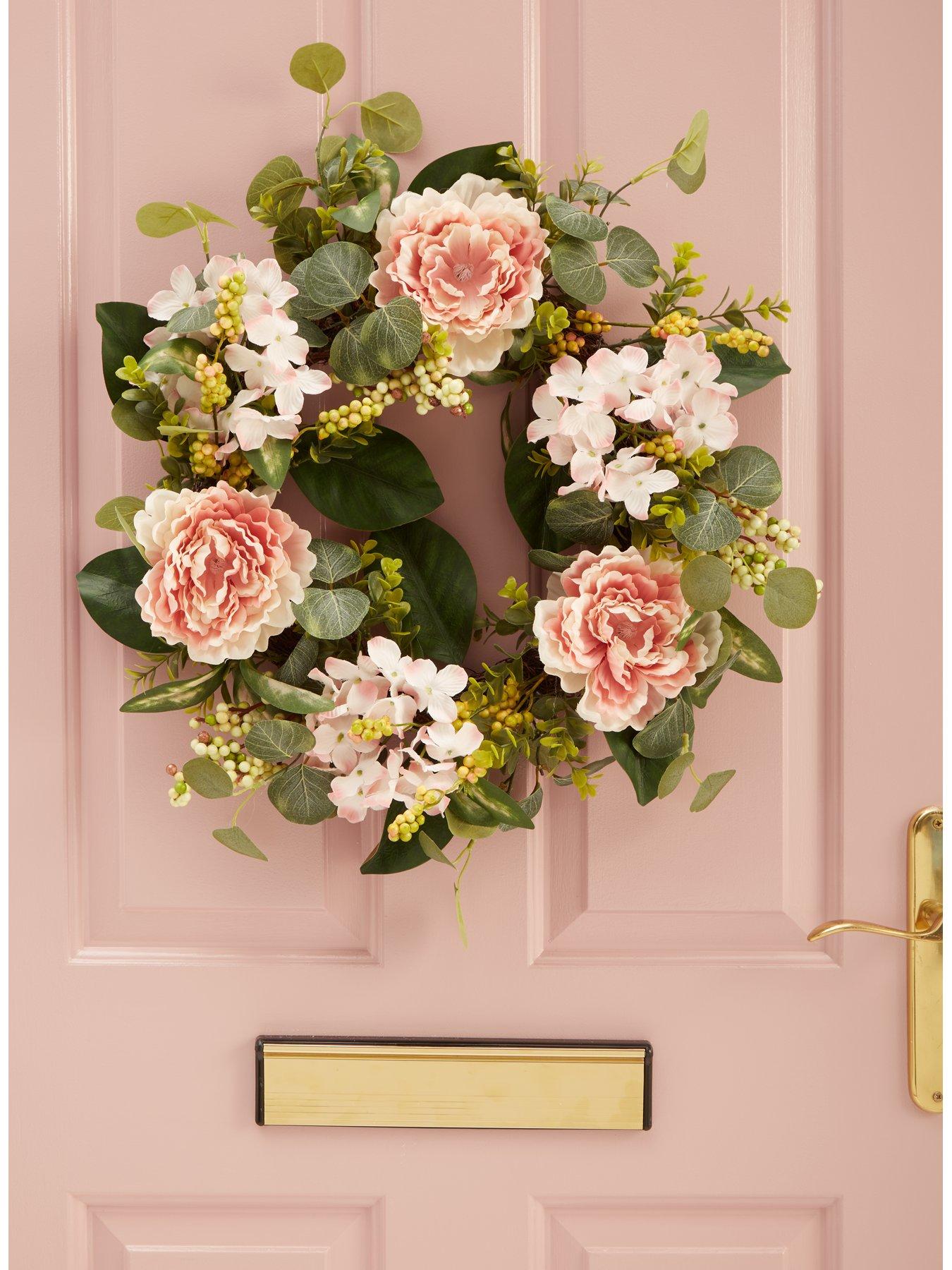 Product photograph of Very Home 22 Spring Wreath With Peonies And Leaves from very.co.uk
