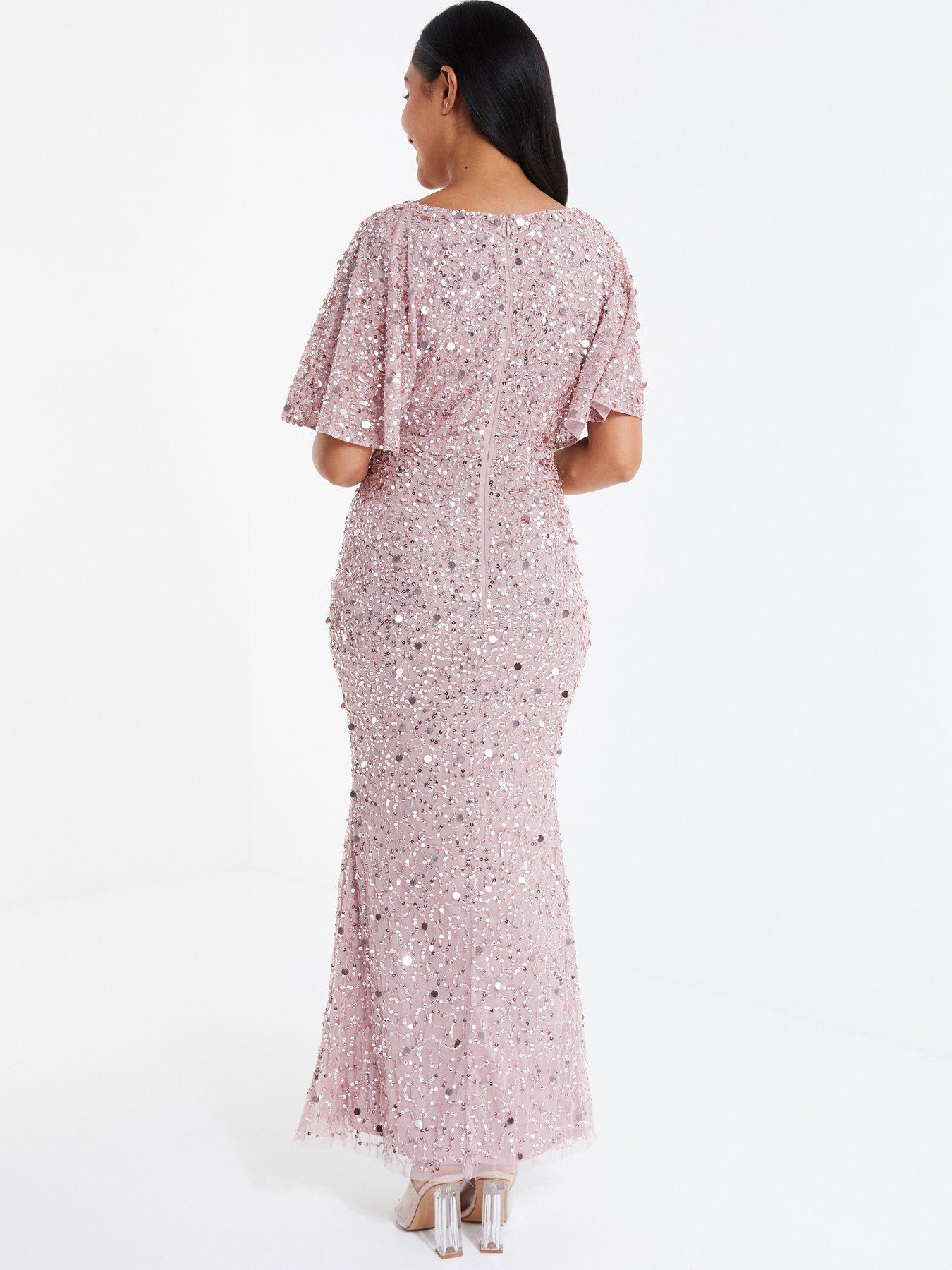 Quiz Petite Sequin Batwing Maxi Dress Pink very.co.uk