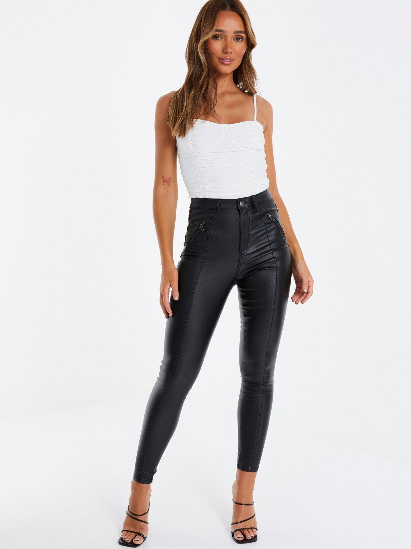 Quiz Faux Leather Zip Trousers | very.co.uk