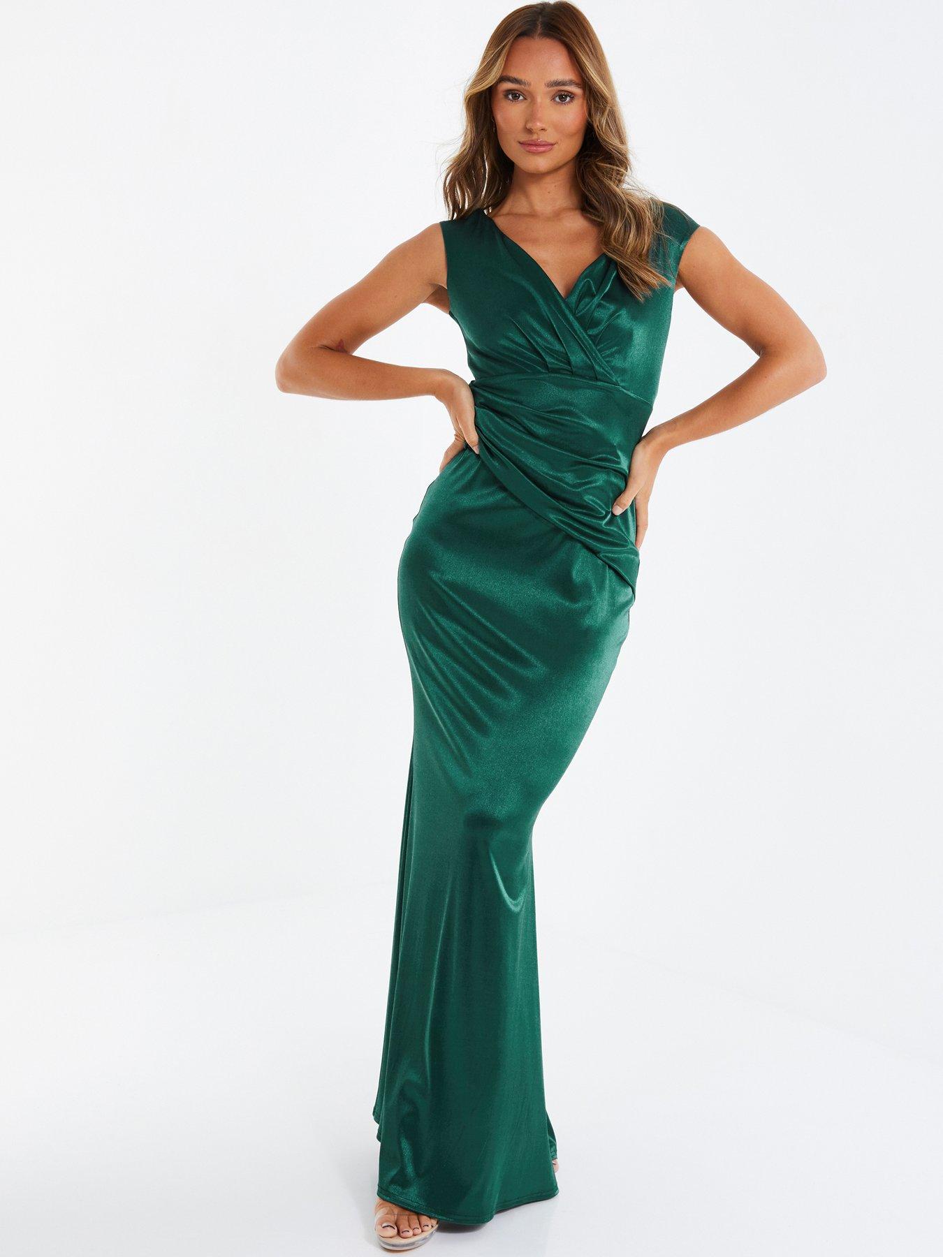 Quiz Wrap Maxi Dress - Green | very.co.uk