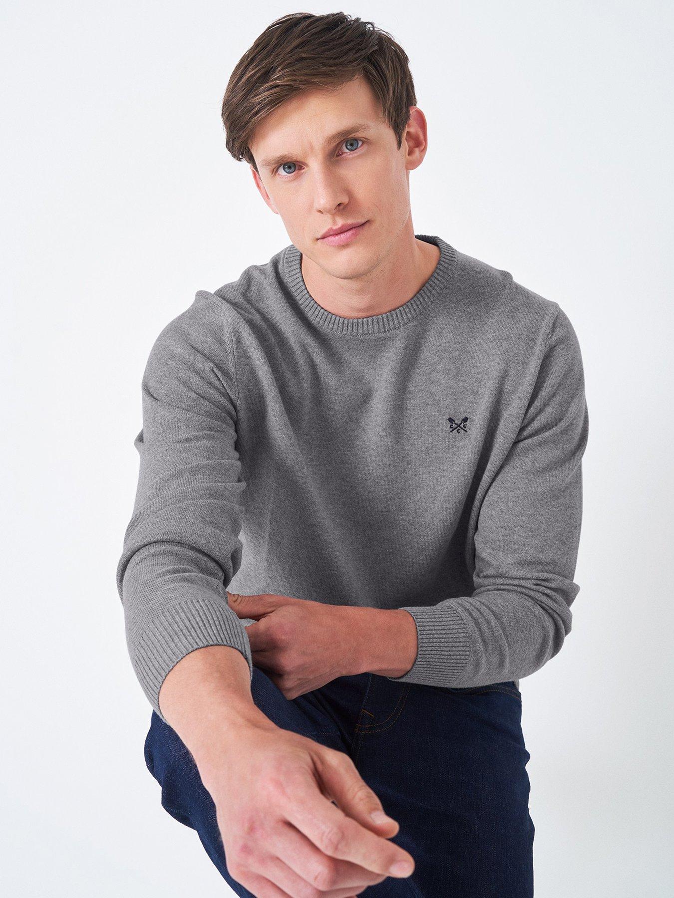 undefined Crew Neck Long Sleeved Knitted Top - Grey