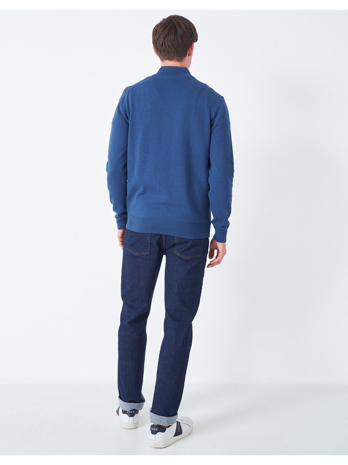 Crew Clothing Classic Half Zip Knit Dark Blue Uk