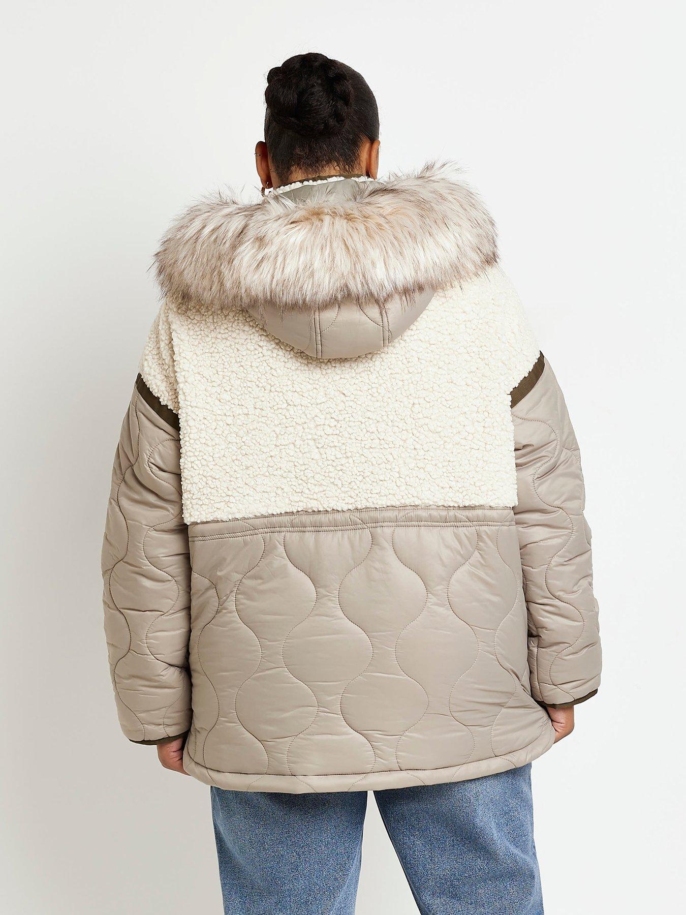 Quilted Borg Jacket - Khaki