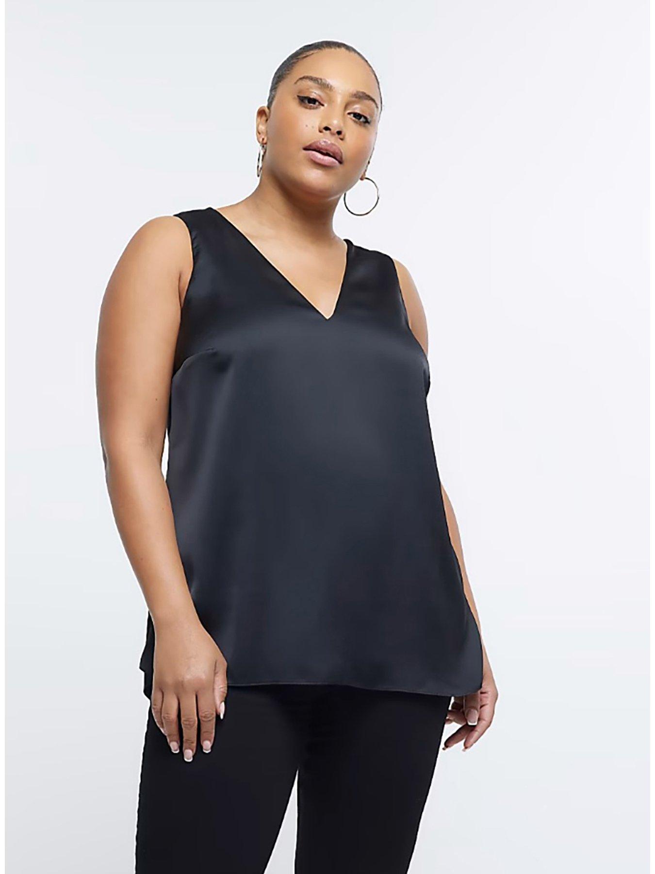 Plus size satin tank tops on sale