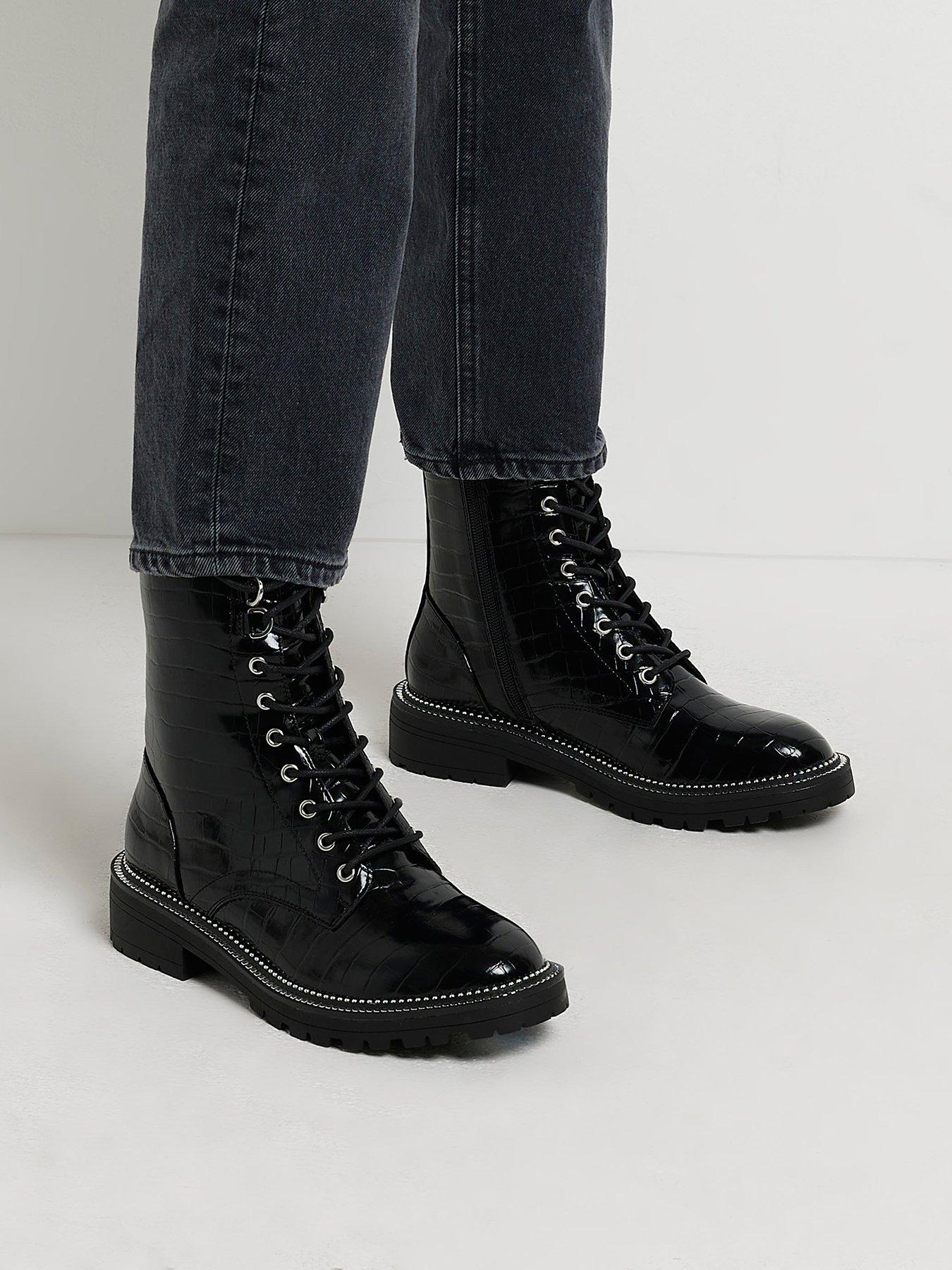 Silver Rand Lace Up Boot Black