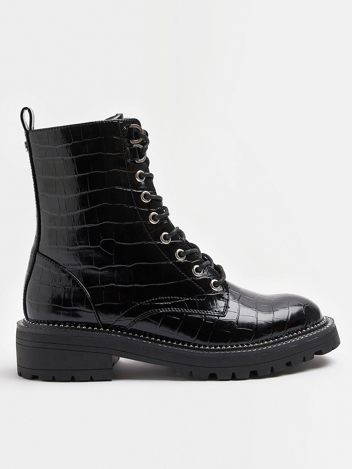 Lace up store wide fit boots