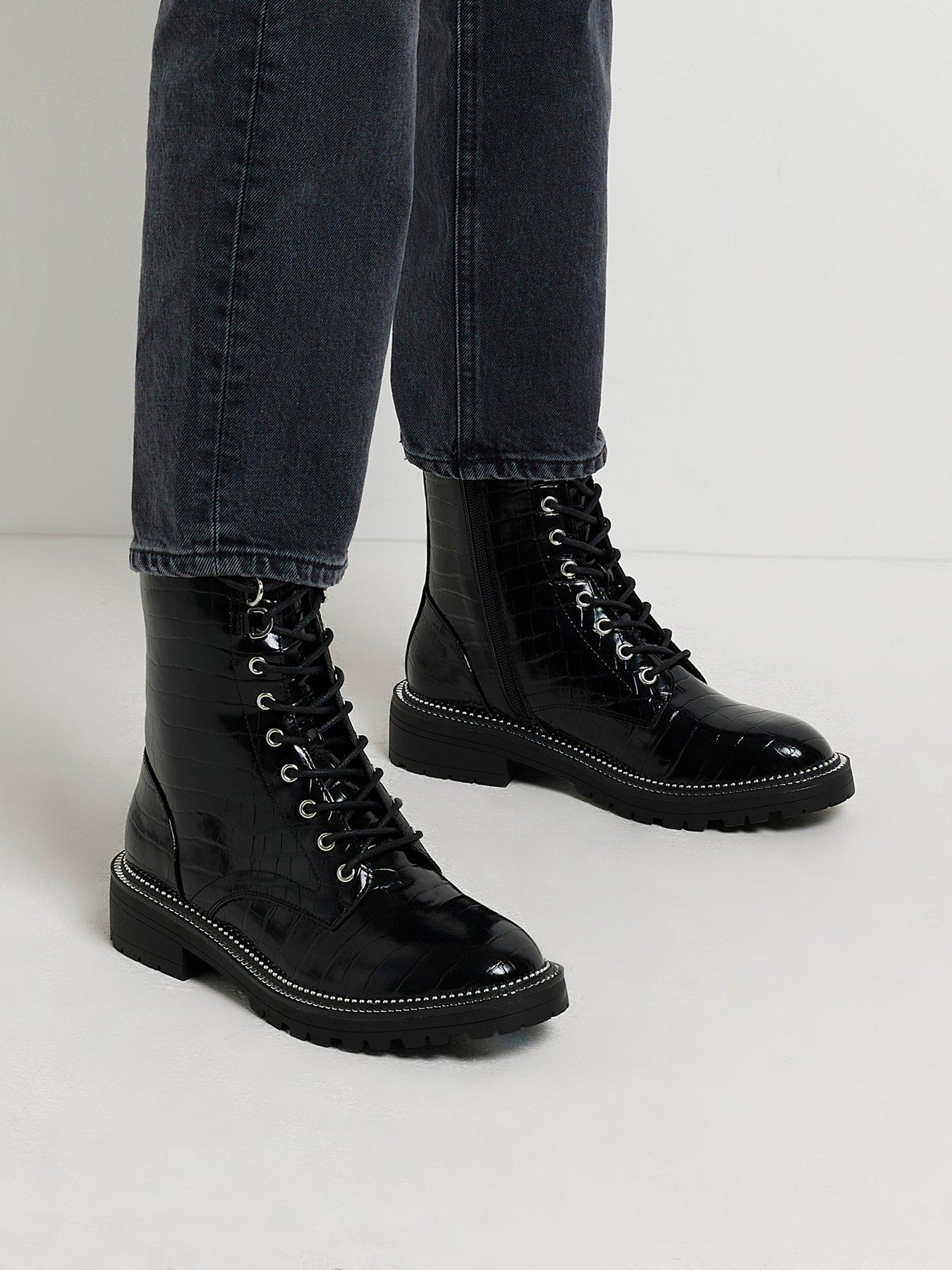 River island lace store up ankle boots