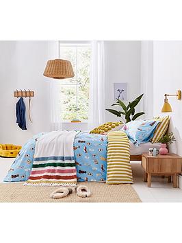 Product photograph of Joules Painterly Dogs Duvet Set 100 Cotton - Db from very.co.uk
